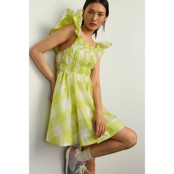 Anthropologie Dresses & Skirts - New Anthropologie Maeve Square-Neck Flutter-Sleeve Shirred Dress sz XL NWT /414